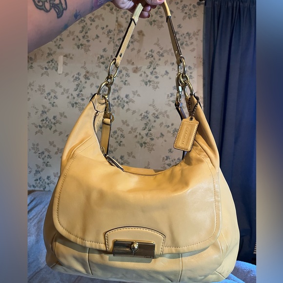 Coach Large Yellow Kristin Leather Shoulder Bag - Picture 1 of 14